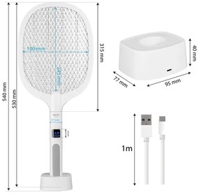 LED elektromos rovarcsapda 2 az 1-ben LCD-vel, 1200 mAh/5V, fehér