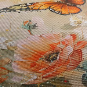Kép - Pillangó és virágok, olajfestmény (120x50 cm)