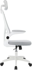 Ergonomikus irodai szék deréktámasszal, fejtámlával, szürke