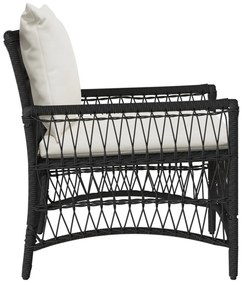 Kerti Szék Párnákkal Fekete 60x70x78 cm Poli Rattan