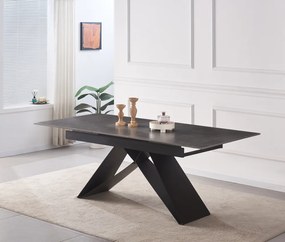 Kihúzható étkezőasztal, beton/fekete, 160-200x90 cm, MAJED
