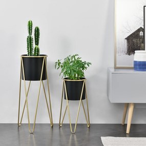 [en.casa] Növénytartó állvány 2db-os szett Elegance hajtűláb különböző méretek arany színű / fekete