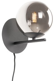 Art Deco fali lámpa fekete és füstüveg - Flore