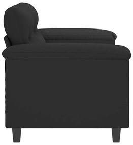 kétszemélyes fekete mikroszálas szövetkanapé 120 cm