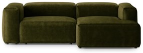Zöld kordbársony sarokkanapé (jobb oldali-heverő résszel) Bergano – Cosmopolitan Design
