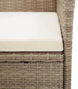 2 db bézs polyrattan kültéri szék párnával