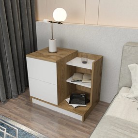 Éjjeliszekrény Rena - White, Oak