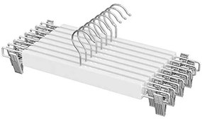 8db fából készült nadrág akasztók, állítható, fehér