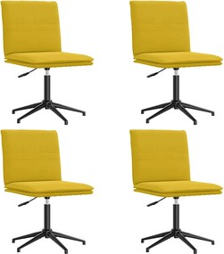 vidaXL 4 db sárga bársony étkezőszék