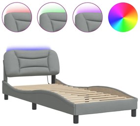 világosszürke szövet ágykeret LED-es matrac nélkül 80x200 cm