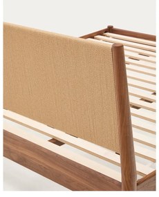 Sötétbarna franciaágy ágyráccsal 160x200 cm Elan – Kave Home