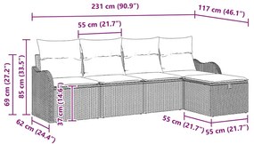 Kerti Kanapé Szett 5 pcs bézs és krémszínű 231 x 117 x 85 cm