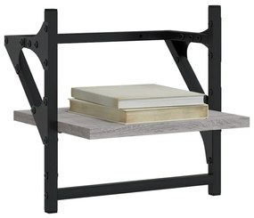 2 db szürke sonoma színű fali polc rúddal 30 x 25 x 30 cm