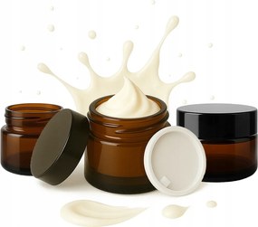 20x Üvegtégely barna tégely 5g 5 ml Sötét üveg krém minta kenőcs