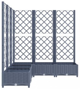 sötétszürke PP rácsos kerti ültetőláda 120 x 120 x 121,5 cm