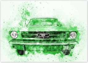 Poszterek 100x70 Zöld akvarell Mustang