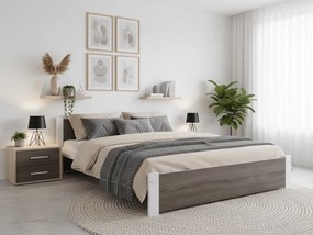 Ágy IKAROS 140 x 200 cm, fehér/szarvasgomba tölgy Matrac: Coco Maxi matrac 20 cm, Ágyrács: Ágyrács nélkül