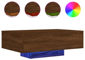 Barna tölgyszínű dohányzóasztal LED-lámpákkal 85 x 55 x 31 cm