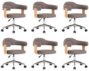 6 db tópszínű hajlított fa és szövet forgó étkezőszék