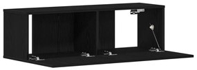 Fekete Tölgy Fali TV Szekrény 100x30x30 cm Épített Fa Anyagból