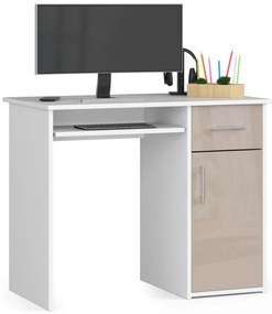 PC asztal Padma (fehér + fényes cappucino). Akció -15%. 1068910
