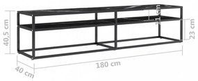 fekete márvány színű edzett üveg TV-szekrény 180 x 40 x 40,5 cm