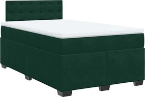 vidaXL sötétzöld bársony rugós ágy matraccal 120x190 cm
