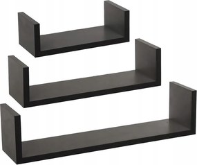 Dekoratív Fali Polc Fekete Mdf 42X10X3 CM 3 Db-os Szett