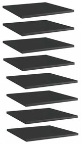 8 db magasfényű fekete forgácslap könyvespolc 40 x 40 x 1,5 cm