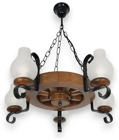 Brilagi - Csillár láncon ROATA 5xE14/40W/230V bükkfa/dió