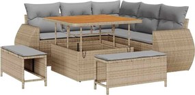 vidaXL Kerti Kanapé Szett 8 pcs Bézs polirattan