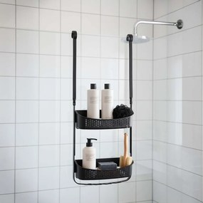 Matt fekete függő műanyag fürdőszobai polc Vesper – douceur d'intérieur