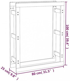 mézbarna tömör fenyőfa tűzifatartó állvány 80x25x100 cm