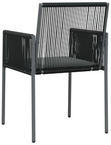 2 db fekete polyrattan kerti szék párnával 54 x 60,5 x 83,5 cm