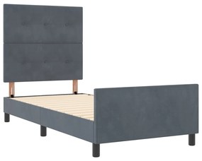 Ágykeret Sötétszürke színben, 100x200 cm, Velúrból készült