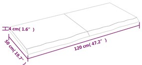 kezeletlen tömör tölgyfa fali polc 120x50x(2-4) cm