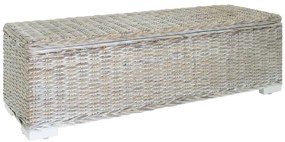 fehér natúr kubu rattan és tömör mahagóni fa tárolódoboz 110 cm