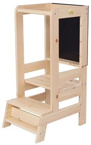 Natúr színű borovi fenyő tanulótorony Montessori – Meowbaby
