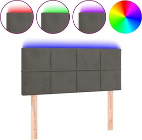 vidaXL sötétszürke bársony LED-es fejtámla 90x5x78/88 cm