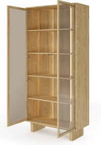 Bellora magas vitrinszekrény 94 cm világítással - olajozott tölgy