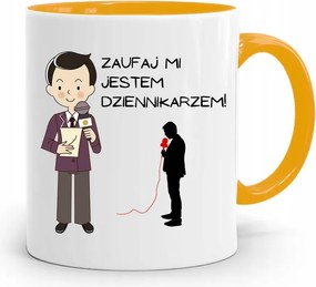 Sárga Bögre Ajándék Riporter Újságírónak fényképes nyomtatással