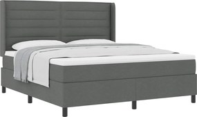 vidaXL Boxrugós ágy matracmal Sötétszürke 180 x 200 cm szövet