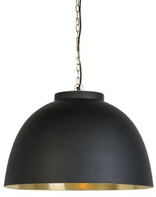 Függesztett lámpa fekete, sárgaréz belsővel 60 cm - Kapucnis