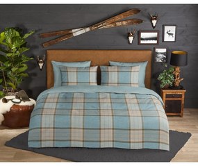 Kék kétszemélyes hosszabbított flanel ágyneműhuzat 200x220 cm Jacco – Good Morning