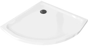 Mexen Flat félköríves slim zuhanytálca 80 x 80 cm, fehér, fekete szifon - 41108080B