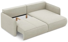 Krémszínű kinyitható-tárolóhelyes sarokkanapé (jobb oldali) Nanea – Makamii