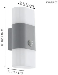 Eglo 97313 - LED kültéri fali lámpa érzékleős FAVRIA 1 2xLED/5,5W/230V