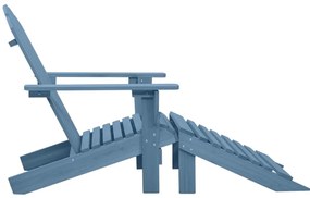 Kék tömör fenyőfa kerti Adirondack szék zsámollyal
