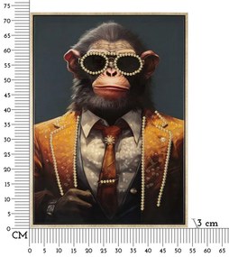 Lakkozott falfestmény kerettel monky 52,5x2,8x72,5cm