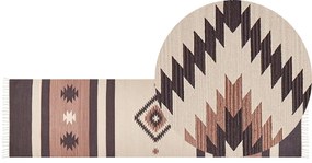 Barna és bézs kilim pamut futószőnyeg 80 x 300 cm ARAGATS Beliani